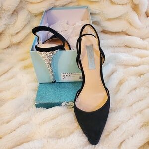 Step Up in Style with these Black Suede Betsey Johnson Slingback Heels